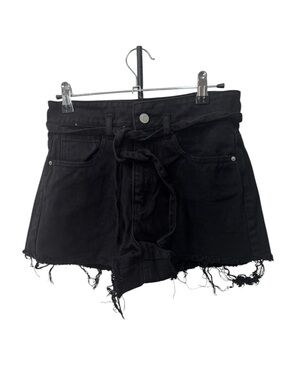 PacSun Tie Belted Mom Shorts black denim distressed women’s size 26
